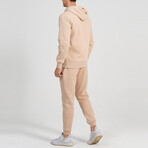 Ider Zip Up Drawstring Hoodie Track Suit Set // Light Brown (XL)