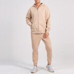 Axa Zip Up Hoodie Track Suit Set // Light Brown (S)