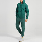 Ider Zip Up Drawstring Hoodie Track Suit Set // Green (L)
