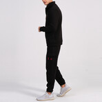 Ala Quarter Zip + Cargo Joggers Track Suit Set // Black (M)