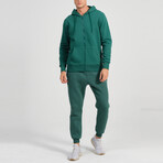 Ider Zip Up Drawstring Hoodie Track Suit Set // Green (L)