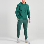 Ider Zip Up Drawstring Hoodie Track Suit Set // Green (L)