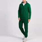 Ala Quarter Zip + Cargo Joggers Track Suit Set // Benetton Green (XL)