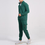 Ala Quarter Zip + Cargo Joggers Track Suit Set // Green (XS)
