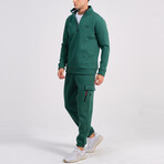 Ala Quarter Zip + Cargo Joggers Track Suit Set // Green (XS)