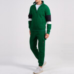 Fab Quarter Zip with Pocket + Cargo Joggers Track Suit Set // Benetton Green (L)