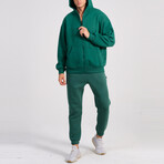 Axa Zip Up Hoodie Track Suit Set // Green (S)