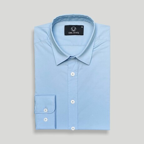 Roger Casual Slim Fit Poplin Shirt // Light Blue (Small)