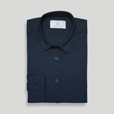 Kellen Casual Slim Fit Poplin Shirt // Navy (Small)