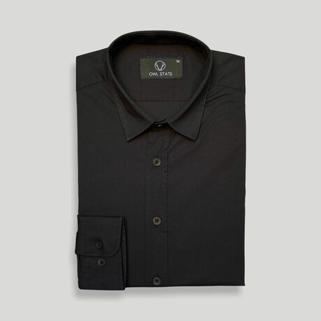 Brent Casual Slim Fit Poplin Shirt // Black (Small)