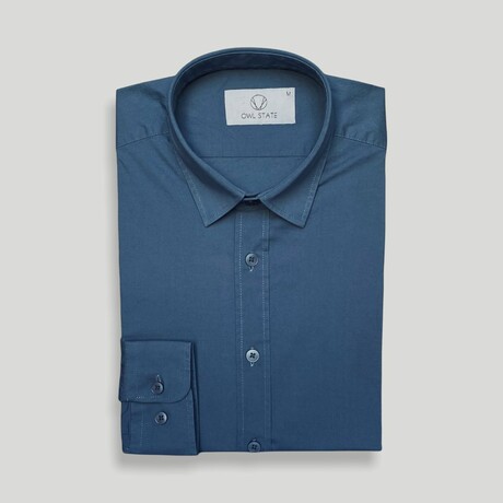 Cameron Casual Slim Fit Poplin Shirt // Blue (Small)