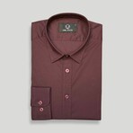 Tucker Casual Slim Fit Poplin Shirt // Burgundy (Small)