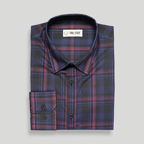Ray Slim Fit Shirt // Navy + Red (Small)