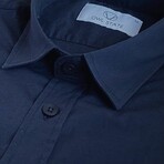 Kellen Casual Slim Fit Poplin Shirt // Navy (Small)