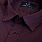 Tucker Casual Slim Fit Poplin Shirt // Burgundy (Small)