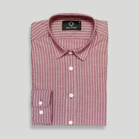 Thiva Stripe Slim Fit Shirt // Dark Red (Small)