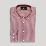 Thiva Stripe Slim Fit Shirt // Dark Red (Small)