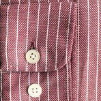 Thiva Stripe Slim Fit Shirt // Dark Red (Small)