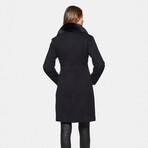 Women's Super Fine Virgin Wool Coat with Fur // Black (4XL)