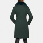 Women's Super Fine Virgin Wool Coat with Fur // Hunter Green (3XL)