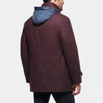 Slim Hooded Stretch Car Coat // Burgundy (XL)