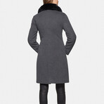 Women's Super Fine Virgin Wool Coat with Fur // Gray Melange (L)