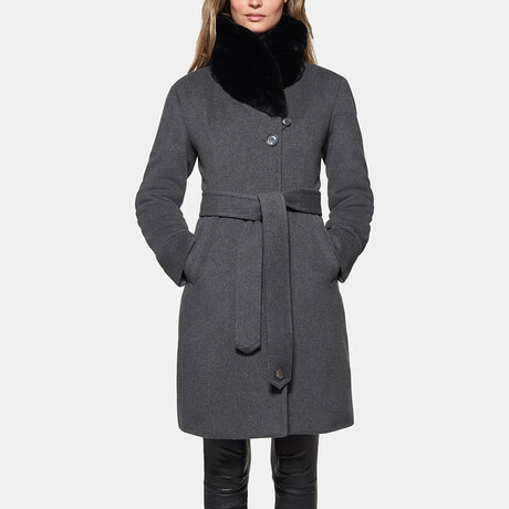 Women's Super Fine Virgin Wool Coat with Fur // Gray Melange (XS)