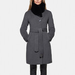 Women's Super Fine Virgin Wool Coat with Fur // Gray Melange (L)