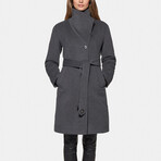 Women's Super Fine Virgin Wool Coat // Charcoal (3XL)