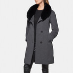 Women's Super Fine Virgin Wool Coat with Fur // Gray Melange (L)