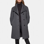 Women's Super Fine Virgin Wool Coat // Charcoal (3XL)