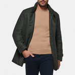 Slim Stretch Wool Textured Car Coat // Green (S)