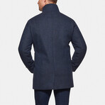 Cashmere Wool Car Coat // Navy Micro Check (XS)