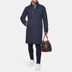 Cashmere Wool Topcoat // Navy Micro Check (2XL)