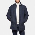 Cashmere Wool Car Coat // Navy Micro Check (XS)