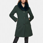 Women's Super Fine Virgin Wool Coat with Fur // Hunter Green (3XL)