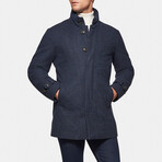 Cashmere Wool Car Coat // Navy Micro Check (XS)