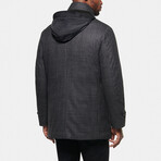 Slim Stretch Wool Textured Car Coat // Charcoal (XS)