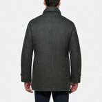 Slim Stretch Wool Textured Car Coat // Green (S)