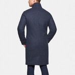 Cashmere Wool Topcoat // Navy Micro Check (2XL)