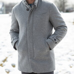 Slim Hooded Pure Cashmere Car Coat // Light Gray (XS)