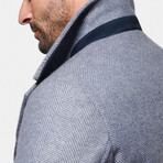 Pure Cashmere ¾ Length // Light Gray + Blue Herringbone (M)