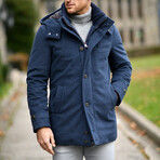 Pure Cashmere Hooded Parka // Imperial Blue (2XL)