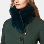 Women's Super Fine Virgin Wool Coat with Fur // Hunter Green (3XL)