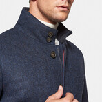 Cashmere Wool Car Coat // Navy Micro Check (XS)