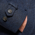 Cashmere Wool Car Coat // Navy Micro Check (XS)