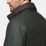 Slim Stretch Wool Textured Car Coat // Green (S)