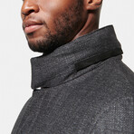 Slim Stretch Wool Textured Car Coat // Charcoal (XS)