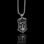 925 Sterling Silver Black Zircon Stone Anchor Necklace