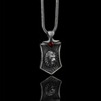 925 Sterling Silver Garnet Stone Lion Head Necklace
